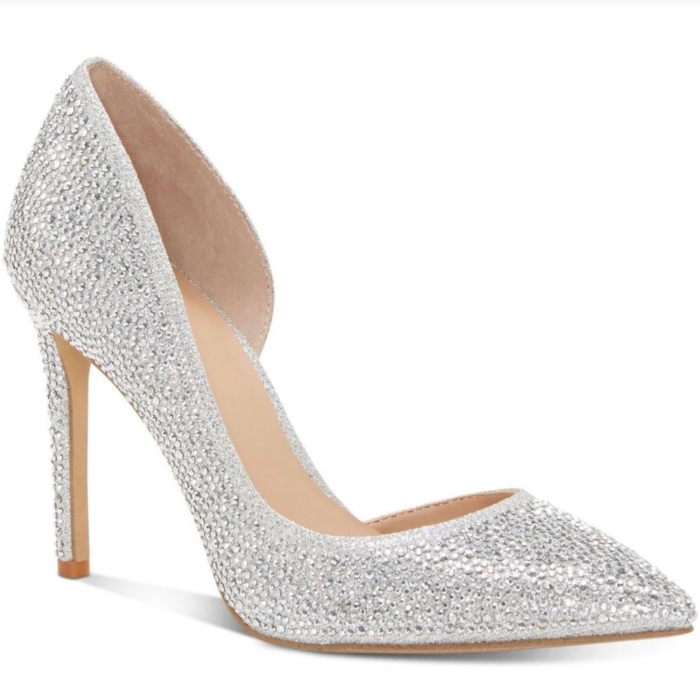 Elegant Silver Rhinestone Stiletto Heels